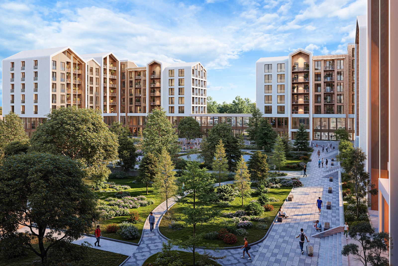 Qusar Residence mərkəzi həyəti — 7 800 m² landşaft parkı